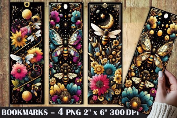 Bees and Flowers Bookmark: Creative Digital Assets