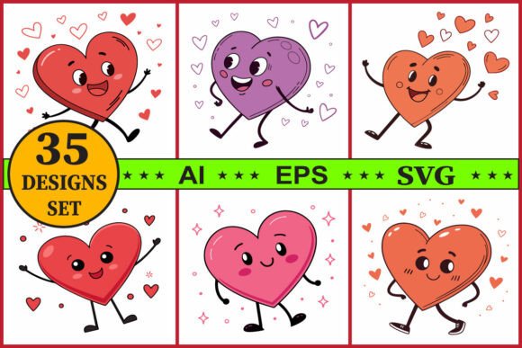 Bringing Emotion to Design: The Versatility of Cartoon Heart Character Vector Clipart