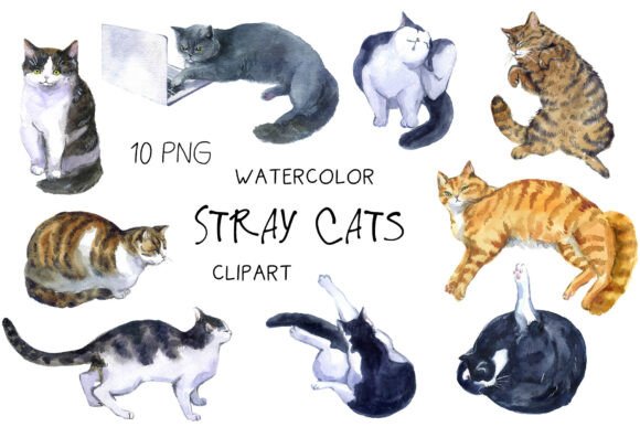 Bringing Whimsy to Life with Hand-Drawn Watercolor Cat Clipart
