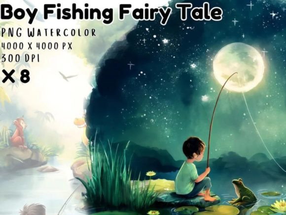 Bringing Whimsy to Life with Watercolor Boy Fishing Clipart
