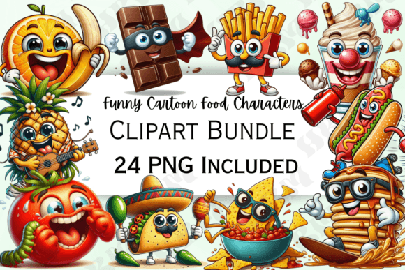 Cute Cartoon Food Characters Clipart