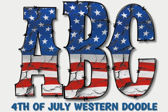 Distressed 4th of July Doodle Letters