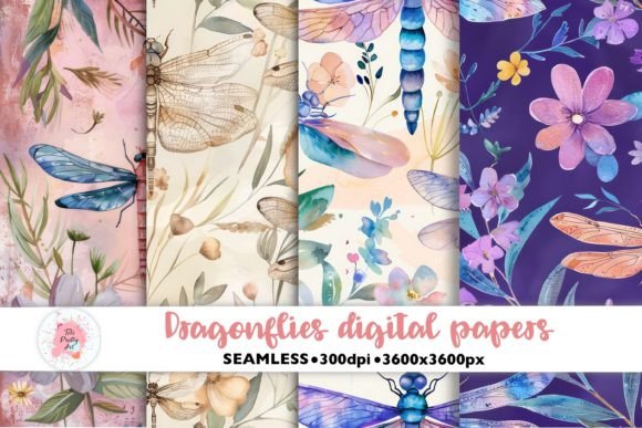 Dragonfly Seamless Digital Paper Pattern