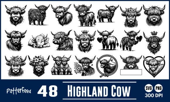 Highland Cow SVG PNG Silhouette Bundle: Elevating Craft Projects with Timeless Elegance