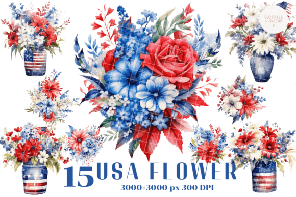 Patriotic Floral: Elevating Your Creative Projects with High-Quality Digital Assets