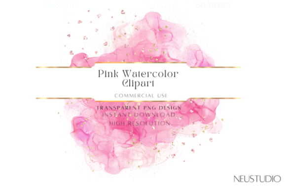 Pink Watercolor Clipart Glitters: Elevating Your Designs with Artistic Flair