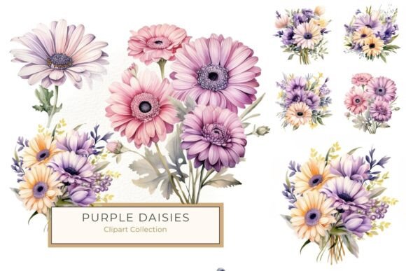 Purple Gerbera Daisy Bouquet Clipart: Elevating Digital and Physical Design