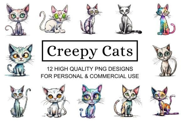 Spooky Cute Creepy Cats Clipart: Hauntingly Adorable Design Assets for Modern Creatives