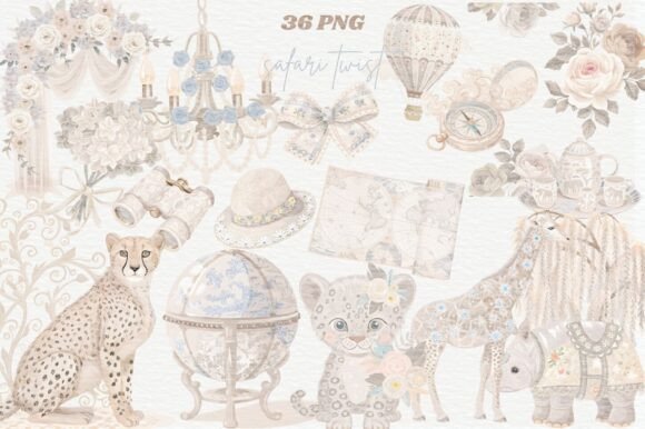 Vintage Elegant Safari Animals Travel: A Dreamy Aesthetic for Modern Creators