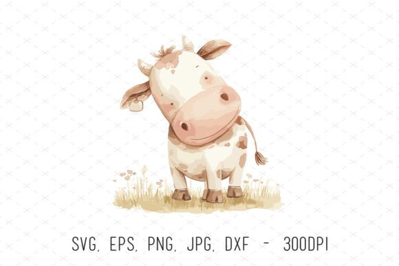 Watercolor Cow Cute Clipart SVG PNG: A Versatile Choice for Creative Projects
