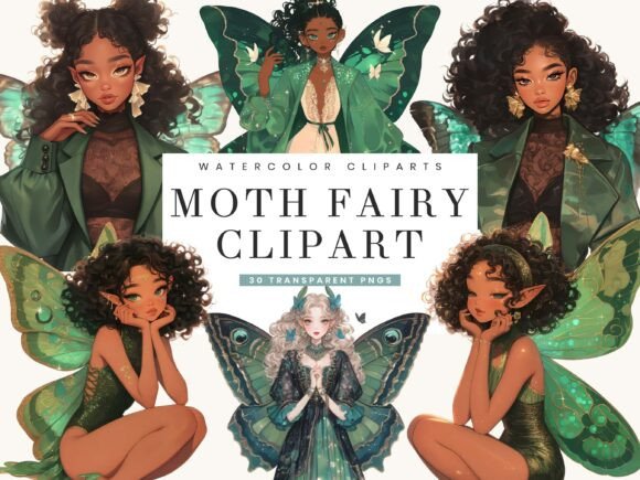 Watercolor Moth Fairy Clipart Bundle: Elevating Digital and Print Design